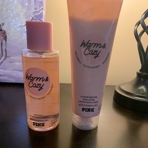 Warm and cozy body mist and lotion